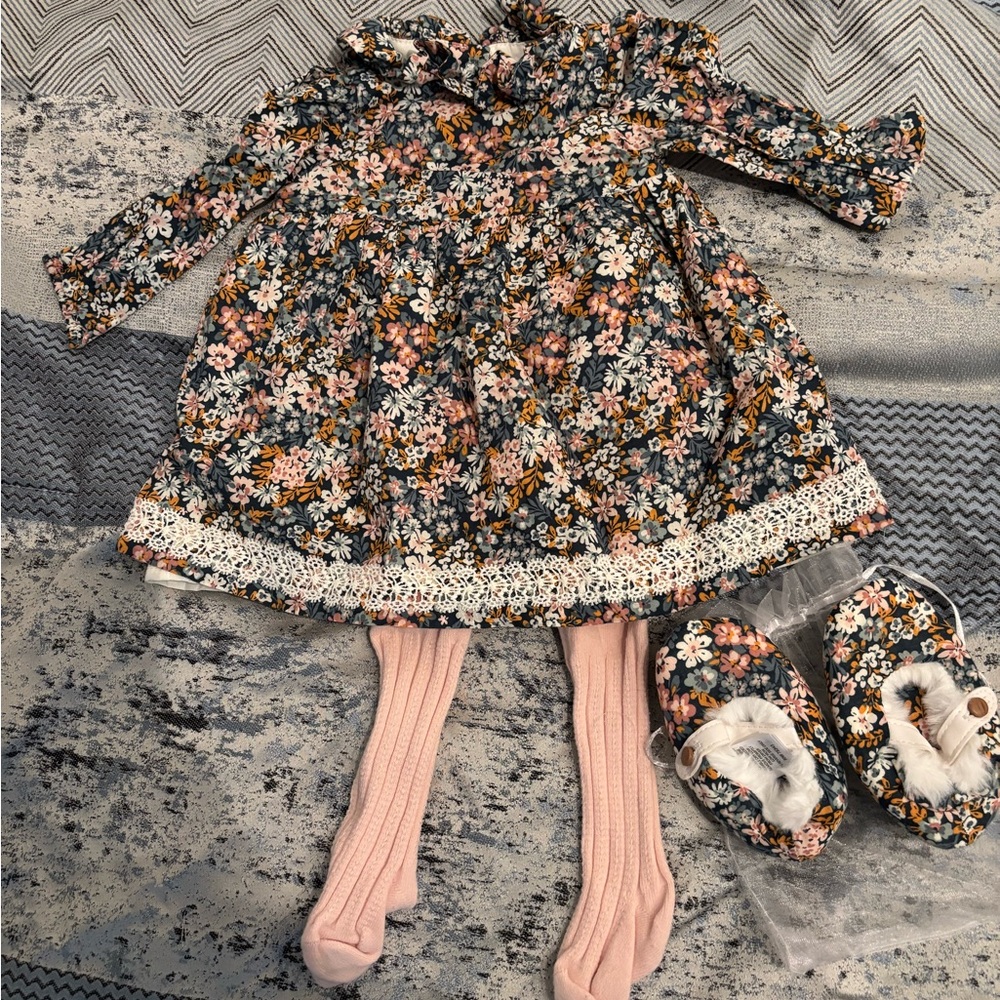 Cupcakes and Cashmere floral dress set 6-9m
